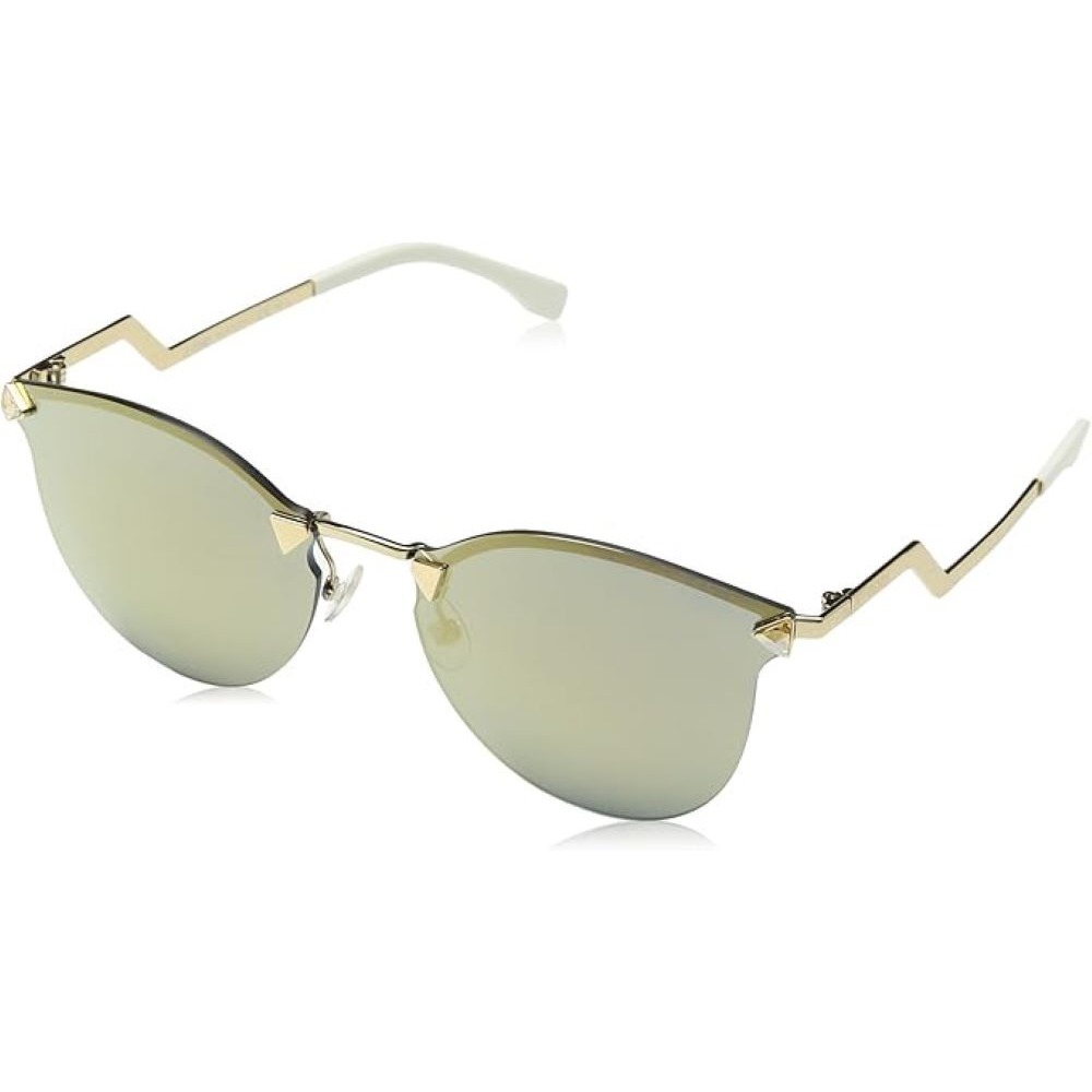 Fendi Ff 0040 000jo Rose Gold Metal Oval Womens Sunglasses Gold Mirror Lens 60mm